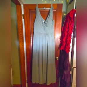 Elegant Gray Green Evening Gown